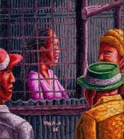 Caged Beauty
Eggshells and Acrylic on Board
48 x 42 cm 
Kshs 50 000 